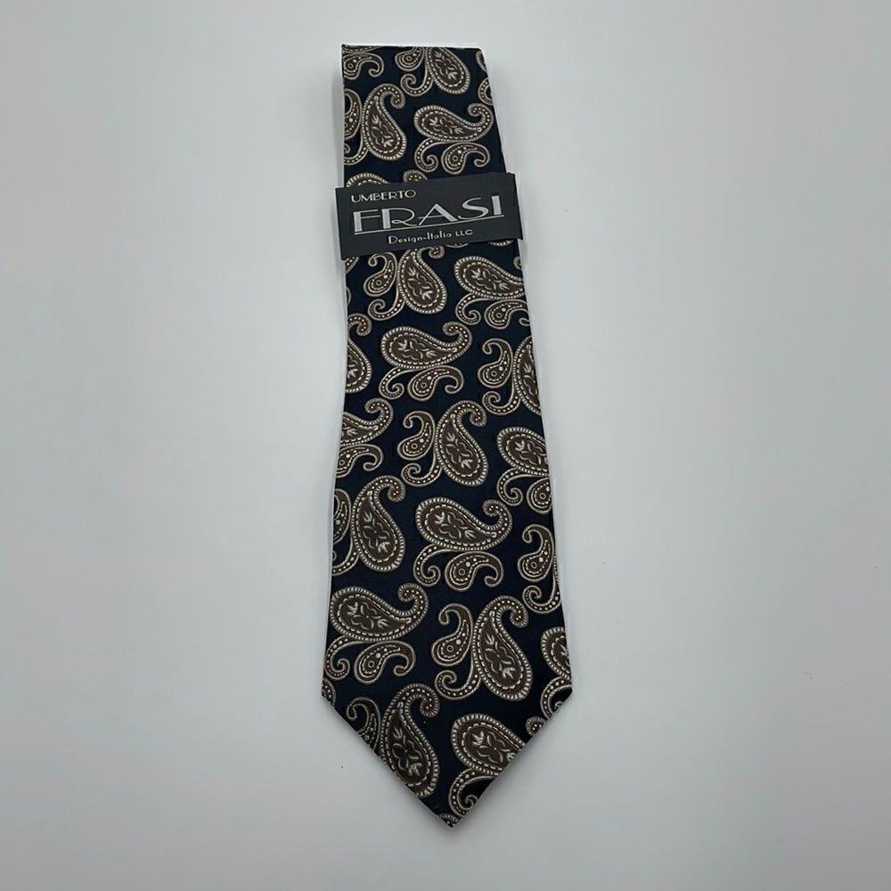 Brown and black paisley 100% silk umberto frasi necktie